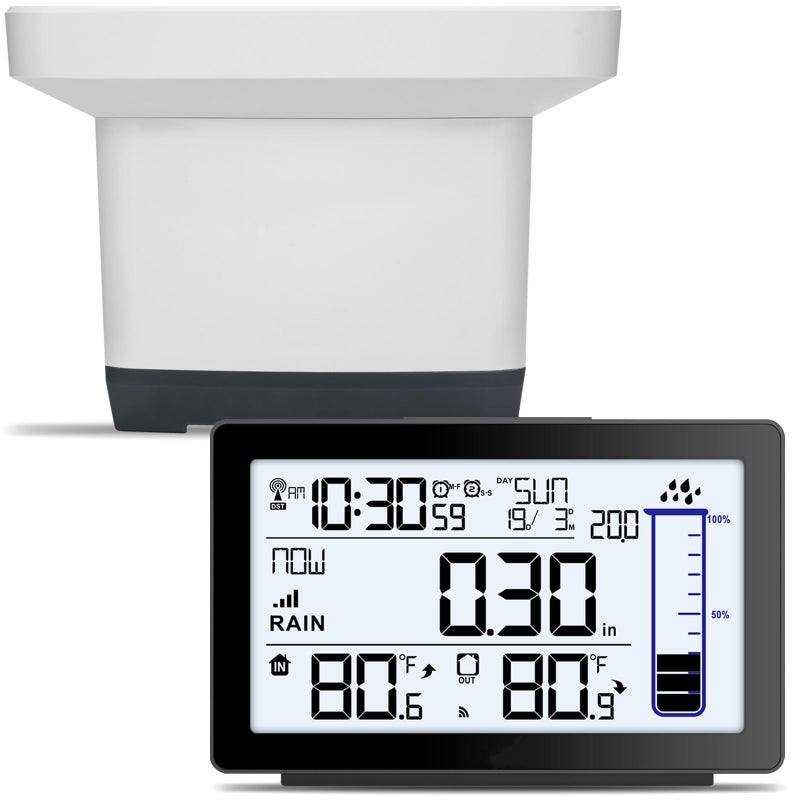 Asenron Wireless Rain Gauge Outdoor  Self-Emptying Digital Rain Gauges Outdoors Best Rated  Electronic Rain Measure Gauge for Garden  Freeze Proof Rain Gauge with Thermometer  Remote Rain Meter for Yard - Image 1